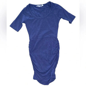 ATHLETA Seeker Tee Dress Wind Chill Blue Ruched Side Size XXS Sporty Preppy